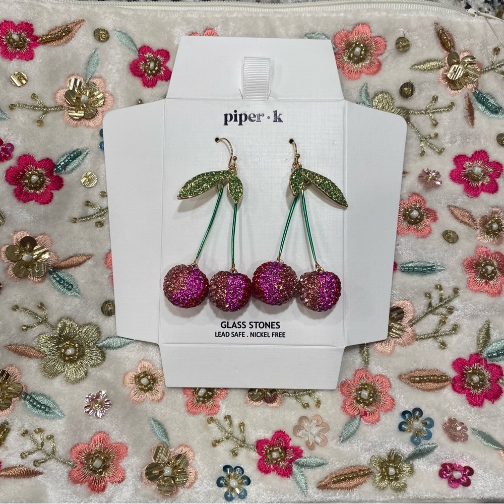 Piper K Cherry Earrings Glass Beads